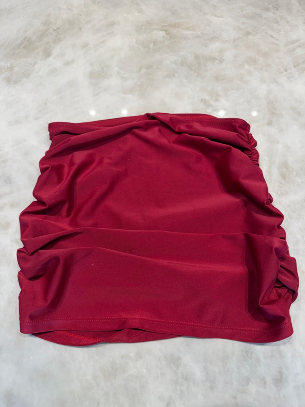 Women's Red Ruched bikini cover up Mini Skirt